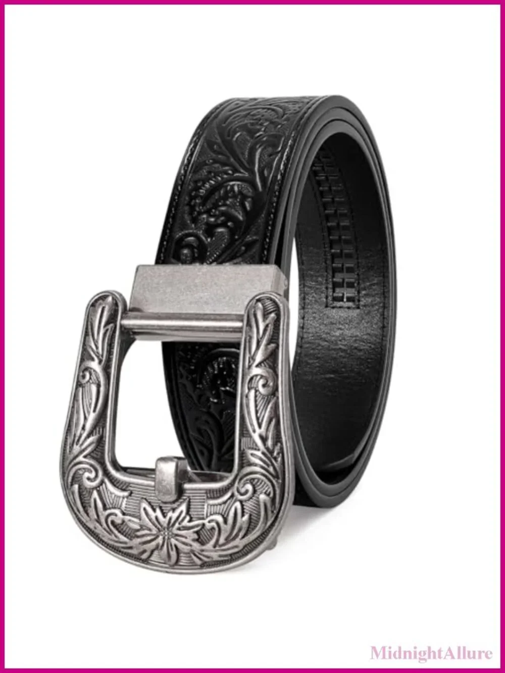 Western Cowboy Ratchet Belt Leather Automatic Buckle Adjustable